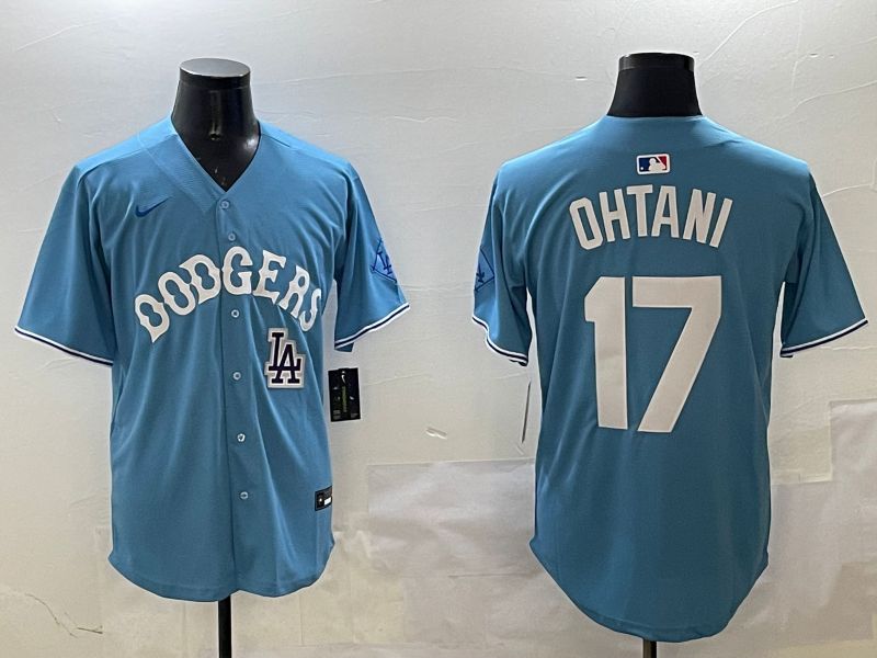 Men Los Angeles Dodgers 17 Ohtani Light Blue Throwback Game 2025 Nike MLB Jersey style 24
